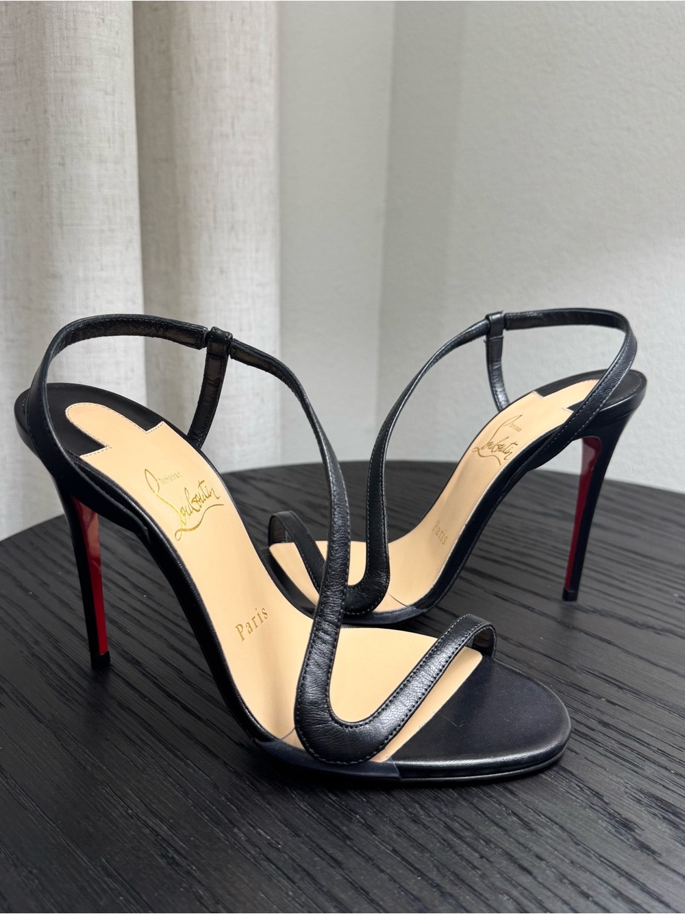 Christian Louboutin Rosalie 100 Slingback Sandals Black 35.5